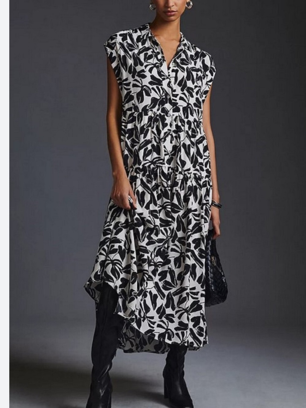 Anthropologie L Tiered Shirt Dress